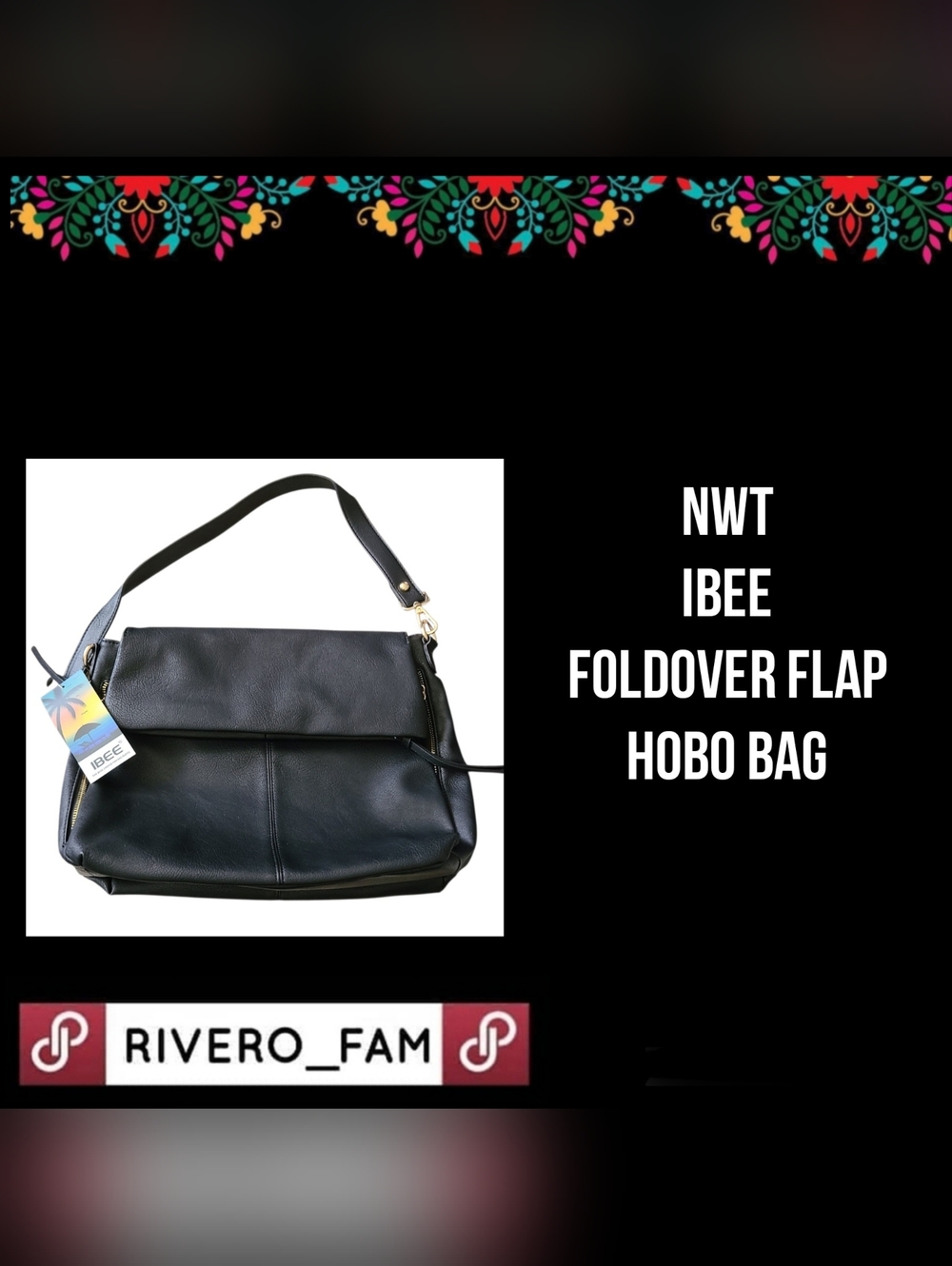 NWT | IBEE | FOLDOVER FLAP HOBO BAG